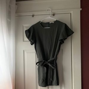 Jessica Robertson Sage Green Romper with Ruffle Sleeve